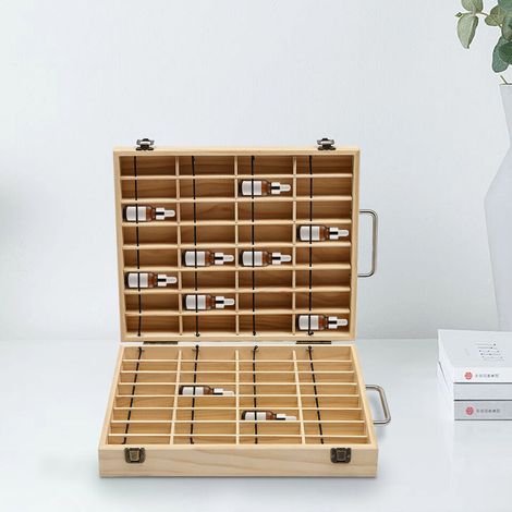 Boîte de rangement pour huiles essentielles en bois à 64 compartiments, coffret de rangement, conteneur (1/5)