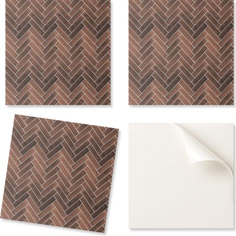 Baldosas de vinilo autoadhesivas con estampado de madera en espiga, 9x30x30 cm