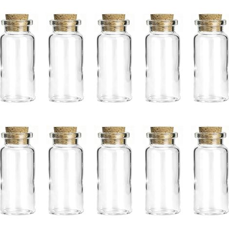 10 PCS Mini Flacons en Verre avec Bouchon en Liège 10 ml, Verre renforcé Fiole à Remplir 5,5 x 2,2 cm, pour Mariage, DIY, Épices, Messages, Cadeaux d’Invités, Décoration de Table, Souvenirs, Artisanat (1/5)