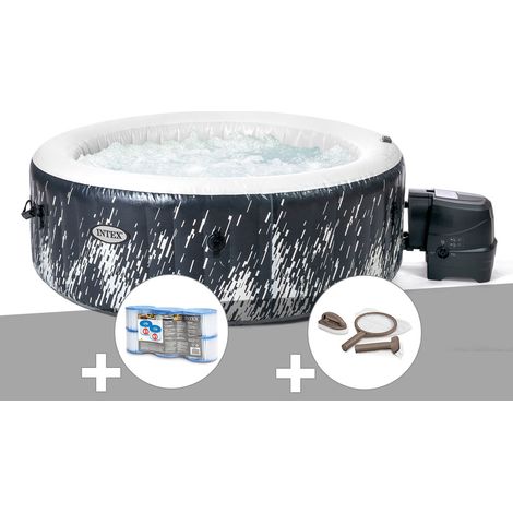 Kit spa gonflable Intex PureSpa Galaxie rond Bulles avec LED 4 places + 6 filtres + Kit d'entretien