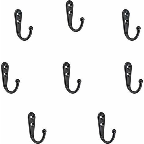 Lot de 8 patères, crochets muraux robustes et durables pour serviettes et autres accessoires, crochets à vis simples pour étagère à chapeaux, chambre ou salle de bain (noir) (1/5)
