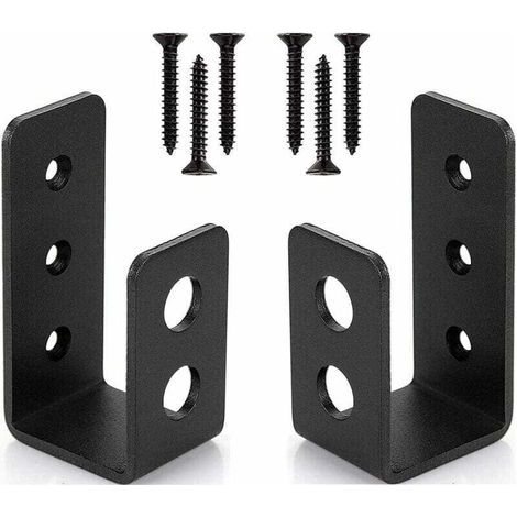 Lot de 2 supports de porte en acier robuste pour porte de 2 x 4, barre de scurit en forme de U (1/4)