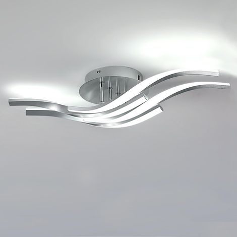 GOECO Plafonnier LED, 32W 3600LM Lampe de plafond moderne à 4 courbes, design ondulé, luminaires LED pour salon, couloir, blanc froid 6500K, 60CM (1/5)