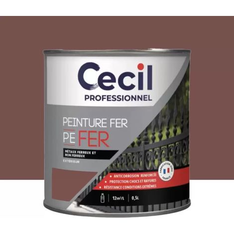 Peinture Fer Glycéro Cécil Professionnel PE FER Rouge Basque Brillant 0,5 L (1/2)