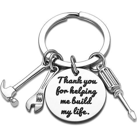 Porte-clés Papa - Cadeau pour papa de la part de son fils ou de sa fille - Cadeau de Noël - Cadeau pour la fête des pères - Pour papa (Merci de m'avoir aidé à construire ma vie) (1/5)