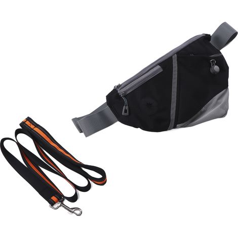 Ceinture porte-laisse mains libres pour chien avec pochette zippée, idéale pour la course et l'entraînement des chiens de petite et moyenne taille. (1/5)