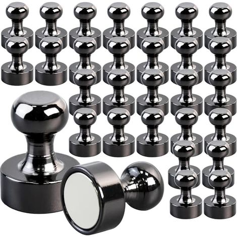 Lot de 30 aimants puissants en néodyme, petits aimants pour réfrigérateur, tableau blanc, tableau magnétique, loisirs créatifs, bureau à domicile et école. Aimants noirs, lot de 30. (1/5)