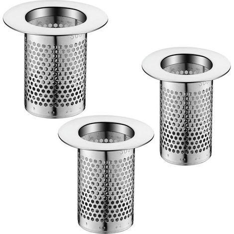 Haarfilter aus Edelstahl, 3 Größen – Feinmaschenfilter für Duschwanne, Badewanne und Waschbecken