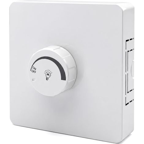 Interrupteur Variateur LED Blanc 87x87 mm, Variateur Lumiere LED avec Interrupteur Rotatif Universel, Interrupteur Dimmable pour LED à Intensité Variable, Réglage Progressif (1/5)