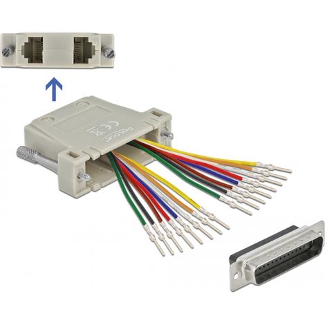 Delock D-Sub HD de 44 pines macho engarzado a 2 x RJ45 hembra con kit de montaje beige