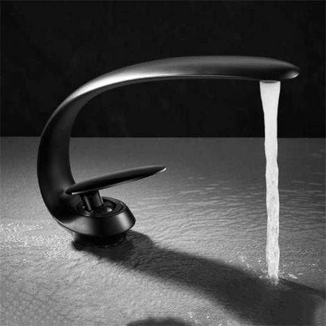 Waschbeckenarmatur, schwarze Messing-Waschtischarmatur, Einloch-Waschtischarmatur im Designstil