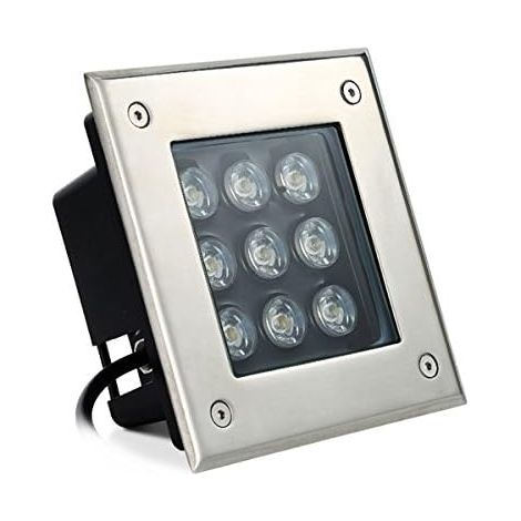 LED-Außenstrahler, quadratische Lampe, Unterflurbeleuchtung, warmweißes Licht.