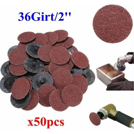 50Pcs 36 Grit 2' Roll verrouillage Ponage disques Type R Roloc Convient pour Abrasif (1/2)