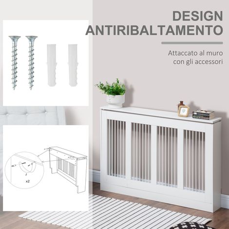 Radiateur sèche-serviette design mural 120x18x84cm blanc MDF acier élégant pour salle de bain moderne