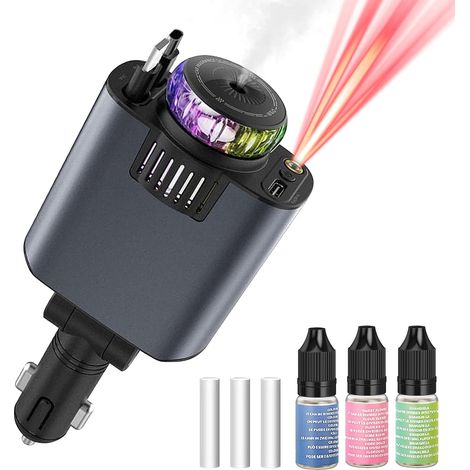 Allume-cigare USB C avec fonction arôme et lumière d'ambiance, adaptateur de chargeur de voiture rétractable 5 en 1, chargeur de voiture ciel étoilé, chargeur de voiture rapide compatible avec (1/5)