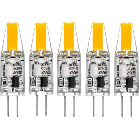 G4 LED 220V 2W 2700K blanc chaud 200LM, ampoules en silicone remplacent les ampoules halogènes traditionnelles 20W, paquet de 5 unites