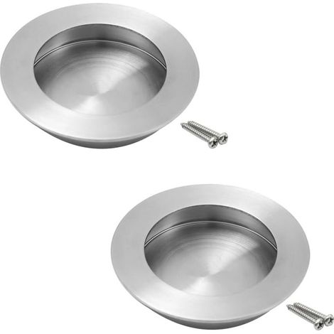 2 Pièces Poignées de Tiroir Encastrées, Poignée de Porte Coulissante Plate, Rond Encastré 50 mm (1/5)