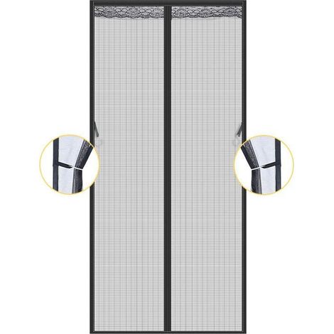 Moustiquaire magnétique pour porte ou fenêtre, 70 x 210 cm, rideau anti-mouches et insectes, maille fine, fermeture automatique avec bandes adhésives et aimants (1/4)