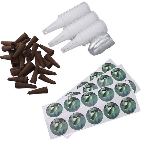 Kit de culture hydroponique pour tomates : 30 capsules de semis, paniers de culture, couvercles, éponges et autocollants. (1/5)