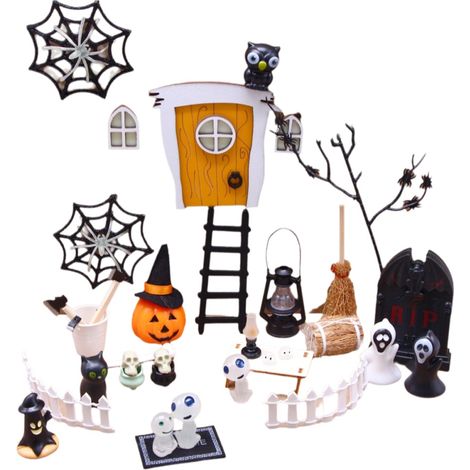 Maison de poupée Halloween miniature scène décoration fantôme fantôme festival lumineux résine accessoires tir accessoires (1/4)
