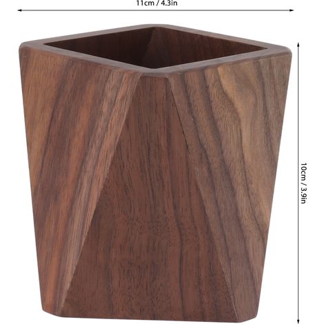 Pot à ustensiles de cuisine en bois massif, lisse, stable et de grande capacité, avec porte-stylo simple en forme de losange (3,9 x 4,3 pouces) pour la cuisine, le bureau ou la maison. (1/5)