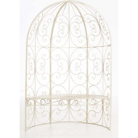 CLP – Kiosque de jardin demi-tonnelle Rosie – Fer robuste – Hauteur 178 cm – Largeur 120 cm – Surface assise 115 x 57 cm