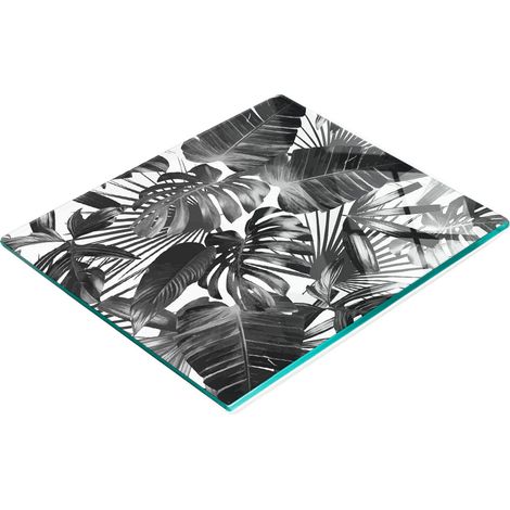 Planche de service en verre pour la cuisine, motif feuilles tropicales, 60 x 52 cm (1/5)