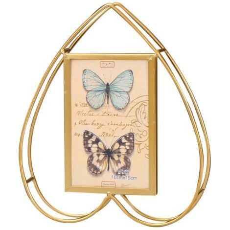 Cadre photo vertical en forme de cœur, cadre photo vintage doré, cadres photo décoratifs, cadre d'affichage idéal pour un mariage, la Saint-Valentin, une pendaison de crémaillère (cœur) (1/4)