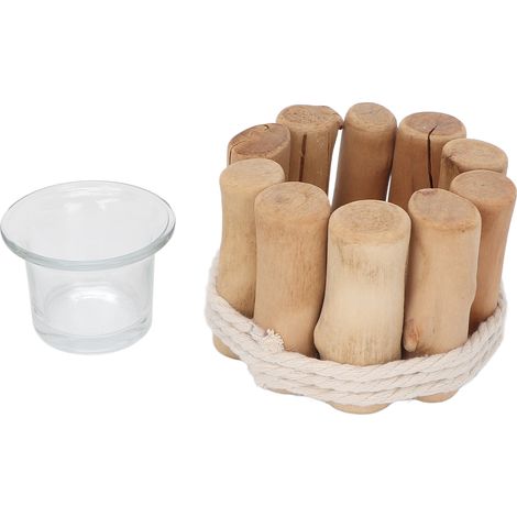 Porte-bougie en bois naturel pour aromathérapie et décoration intérieure (1/5)