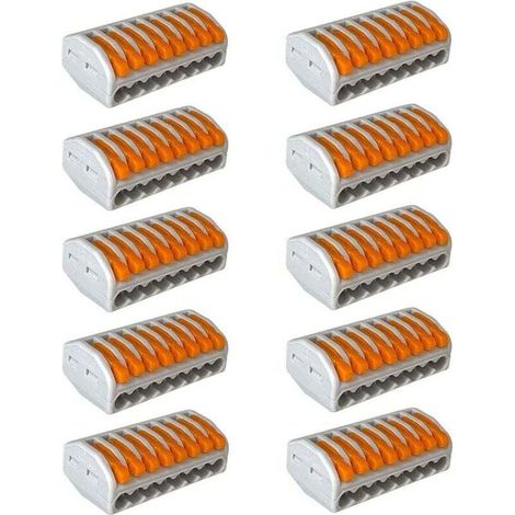 Set di 10 connettori per cavi a leva PCT-218 di alta qualità, 8 porte, connettori compatti per cavi conduttori, morsettiera a molla compatta (1/4)