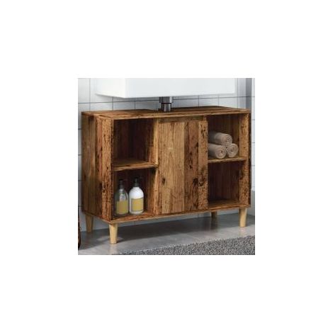 Armoire de salle de bain vieux bois 80x33x60 bois ingénierie (1/5)