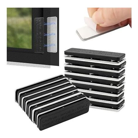 Magnetic Mosquito Net for Curtains with Adhesive, Magnetic Window and Door Fixing Clips, No Drilling Required, Black (1/5)