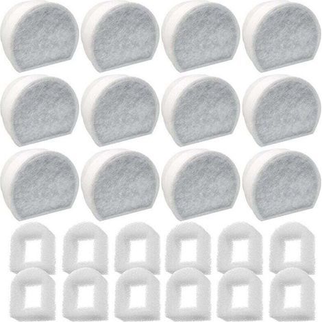 Lot de 24 Préfiltres en Mousse et Filtre à Carbone Compatible avec PetSafe Drinkwell Fountain INOX 360 Avalon Pagoda Seascape et Sedona Fontaines, Filtre pour Fontaine à Eau Chat Chien (1/4)