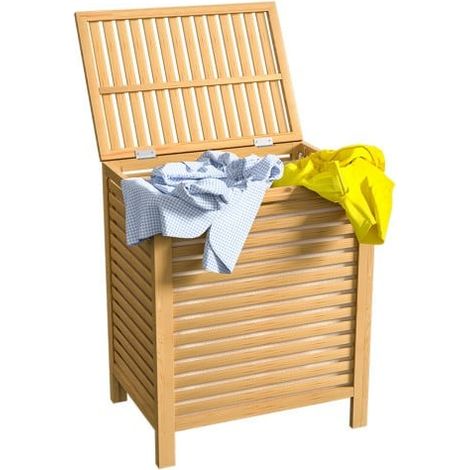 Panier à Linge coffre Meuble Bambou, 61 cm de haut et 62 litres environ (1/5)