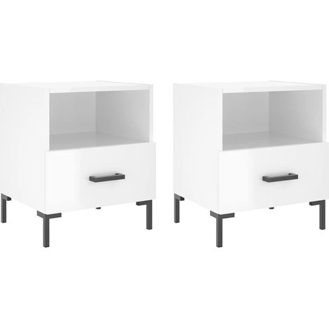 Maison Exclusive - Comodini 2 pz Bianco Lucido 40x35x47,5 cm in Legno Multistrato