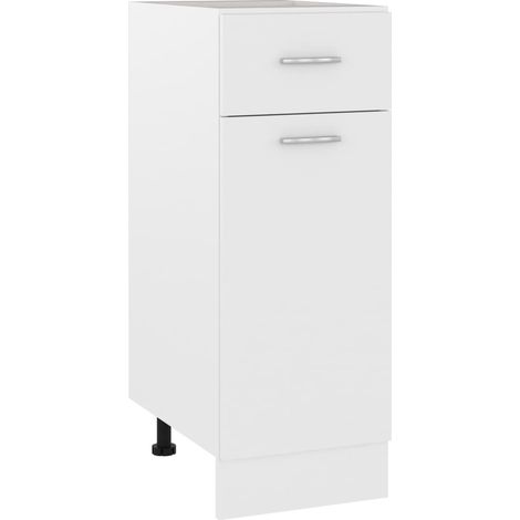 Les Tendances – Meuble bas de cuisine blanc 30x46x81,5 cm – 1 tiroir – 2 étagères – Matériau aggloméré – Rangement optimisé pour cuisine (1/5)