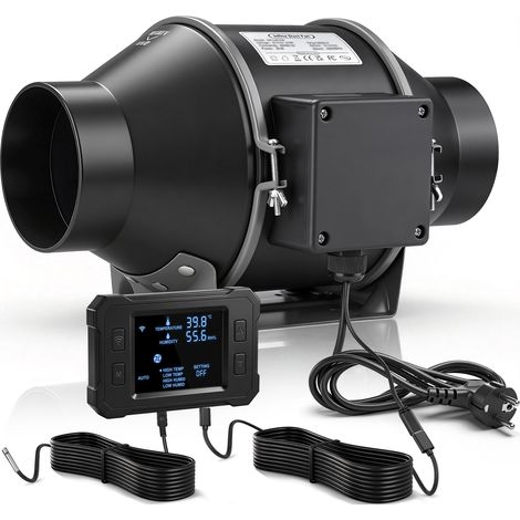 35W 100mm Ventilateur Extracteur d'air en Ligne WIFI APP 360 m³/h Ventilation de Conduit Moteur EC à Fréquence avec Contrôleur de Vitesse Variable pour Humide Garages Tente de Culture Hydroponique (1/5)