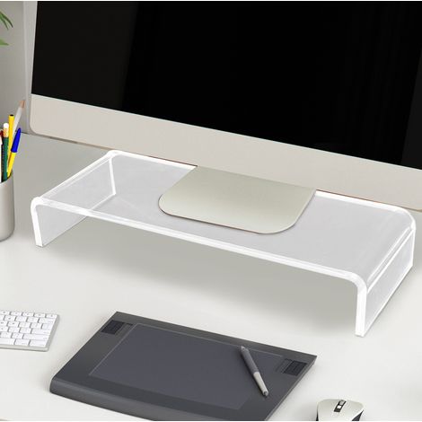 Support de moniteur 53x19x9 cm transparent en acrylique avec rangement pour clavier (1/5)