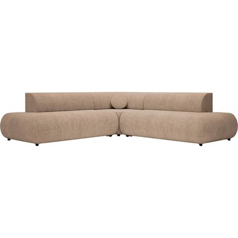 LEVI - Canapé panoramique convertible tissu lisse 5 places Café Gauche (1/5)