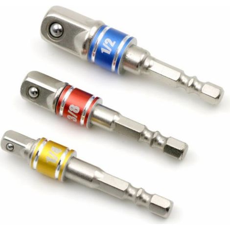 Lot de 3 adaptateurs de douilles à choc pour tourne-écrous 1/4"et 3/8" et 1/2" (1/5)