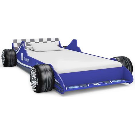 Lit simple pour enfant - Cadre de lit Lit voiture de course pour enfants 90 x 200 cm Bleu BV133517 - BonneVie (1/5)