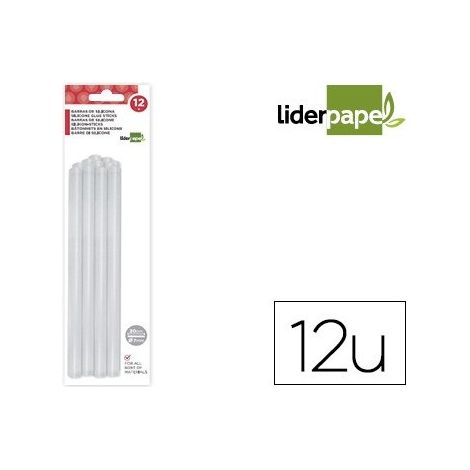 Barras termofusible liderpapel 7 mm de diametro x 200 mm de alto blister de 12 unidades