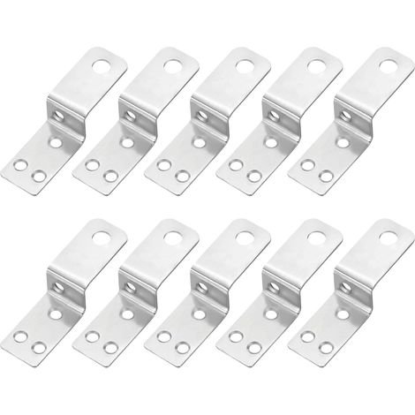 10 Pièces Équerre en Forme de Z, 0,75 Pouce Équerre d'Angle Droit pour Cadres Photo, Équerres d'Étagère pour Meubles, Argent (1/5)