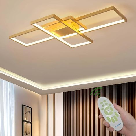 Modern LED Ceiling Light, Dimmable 2700-6500K, with 59W Remote Control, Ceiling Light for Living Room, Bedroom, Kitchen, Corridor, Balcony, Dining Room (Gold, 80 x 45 x 9 cm) (1/5)