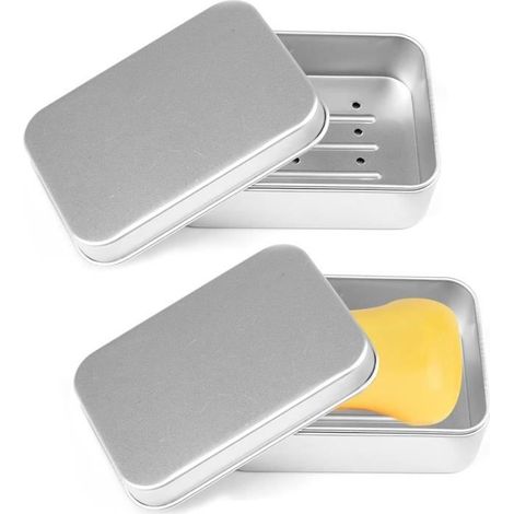 Boîte à savon,2 Pcs Boite Savon Voyage Boite Savon Solide Porte Savon en Aluminium Boîte à Savon Voyage Caisse à Savon Boîte à (1/4)