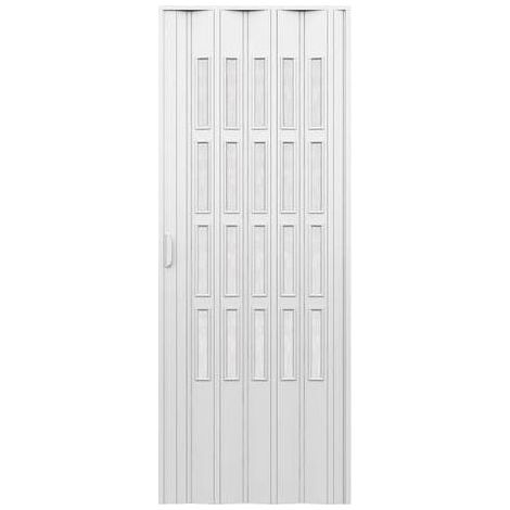 PORTA D'ARREDO PER INTERNO A SOFFIETTO CON VETRO NIAGARA BIANCO Misura: cm 83 x 214