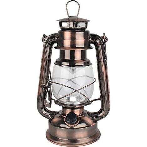 [JAMAIS UTILISÉ] Lanterne tempête à LED à piles avec variateur d'intensité Blanc chaud 150 lm Pour intérieur ou extérieur, Bronze rouge (1/5)