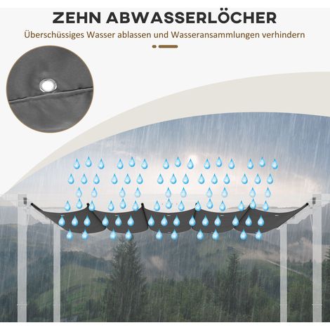 Bâche de rechange pour tonnelle 3x3m, avec trous d'évacuation d'eau, 2,50 x 2,55 m, gris foncé (1/5)