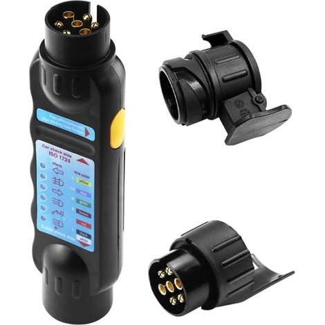 Testeur Remorque 7 Broches, Feux de Remorque 7 Broches Testeur de Remorque de Prise Diagnostic, Testeur pour Connecteurs Remorques et Véhicule Tracteur, Automobile Extérieur Accessoires (1/3)