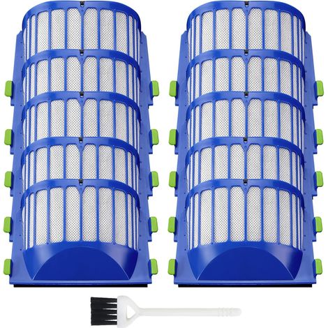 Lot de 10 filtres Aero Vac pour aspirateurs iRobot Roomba séries 500 et 600 (modèles 536, 550, 551, 595, 614, 620, 630, 645, 650, 655, 660, 665, 670, 675, 677, 680, 685 et 690), avec brosse. (1/5)